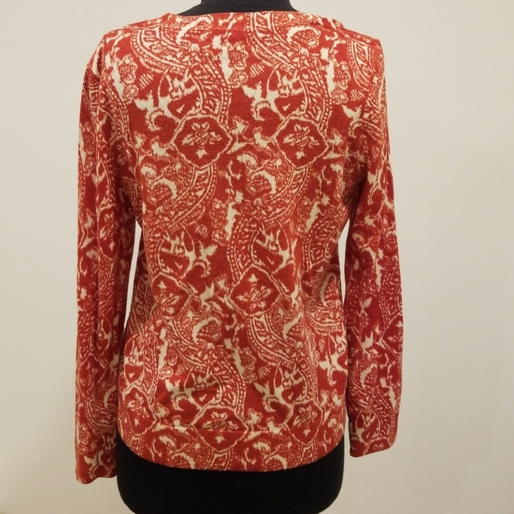 Talbots Rust With Tan Printed Size M Cardigan - image 2